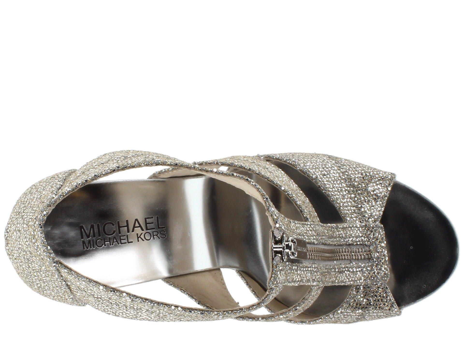 MICHAEL Michael Kors Leather Berkley T-strap in Silver (Metallic) - Lyst