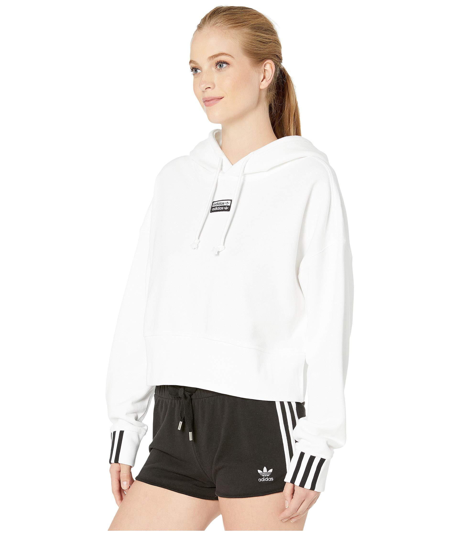 adidas Originals Cotton Vocal Cropped Hoodie in White - Lyst