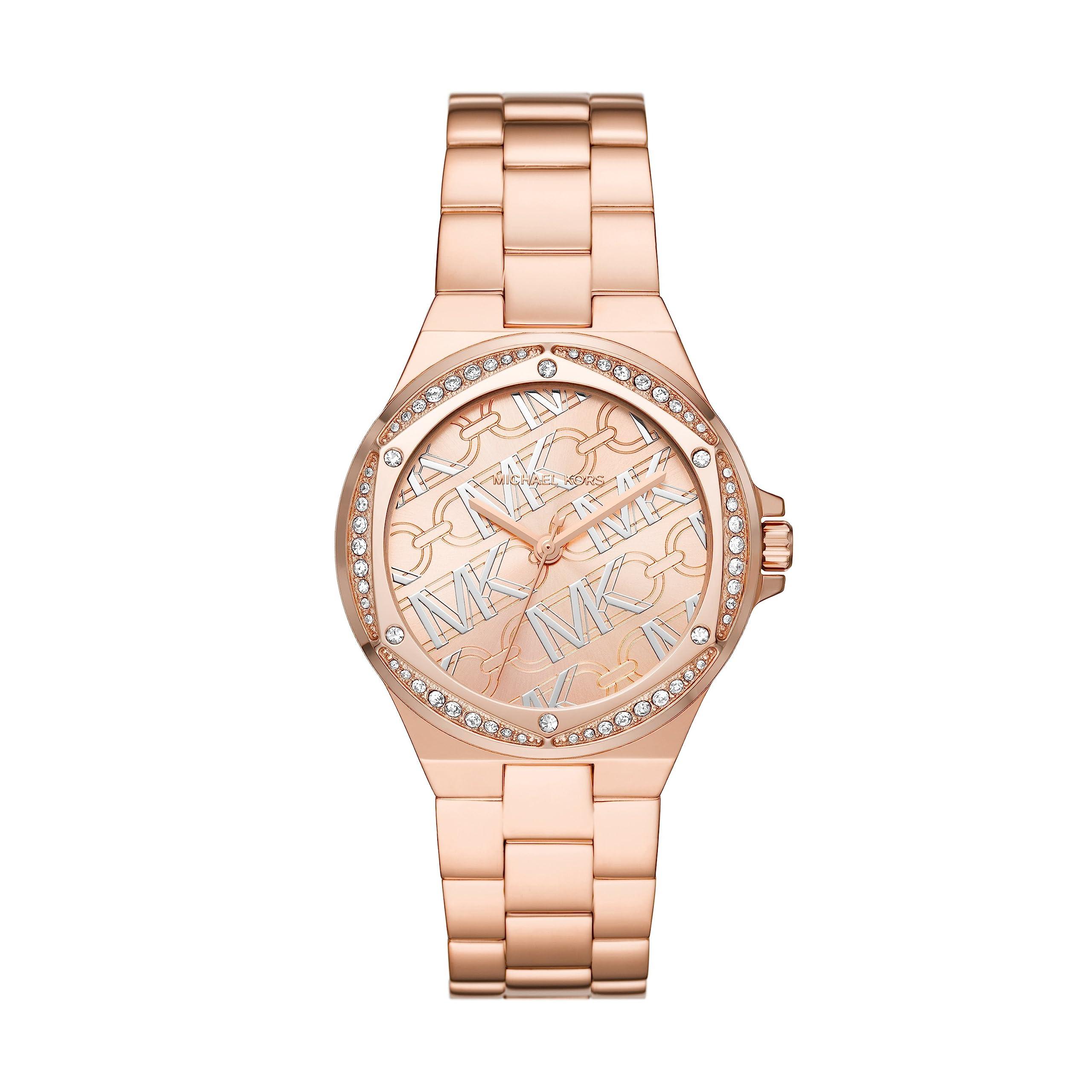 Michael Kors Mk7405 Lennox Three hand Rose Gold tone Stainless Steel 