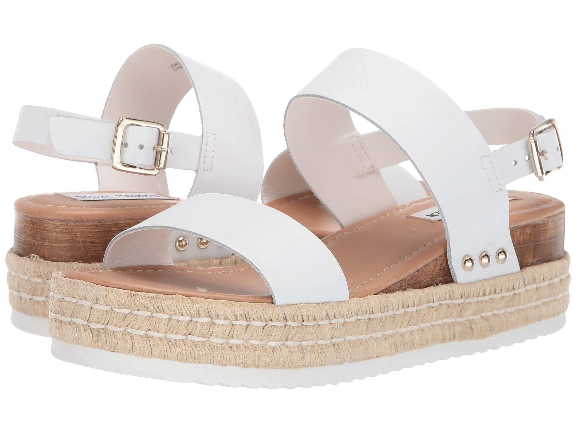 Steve Madden Leather Catia Wedge Sandal in White - Lyst