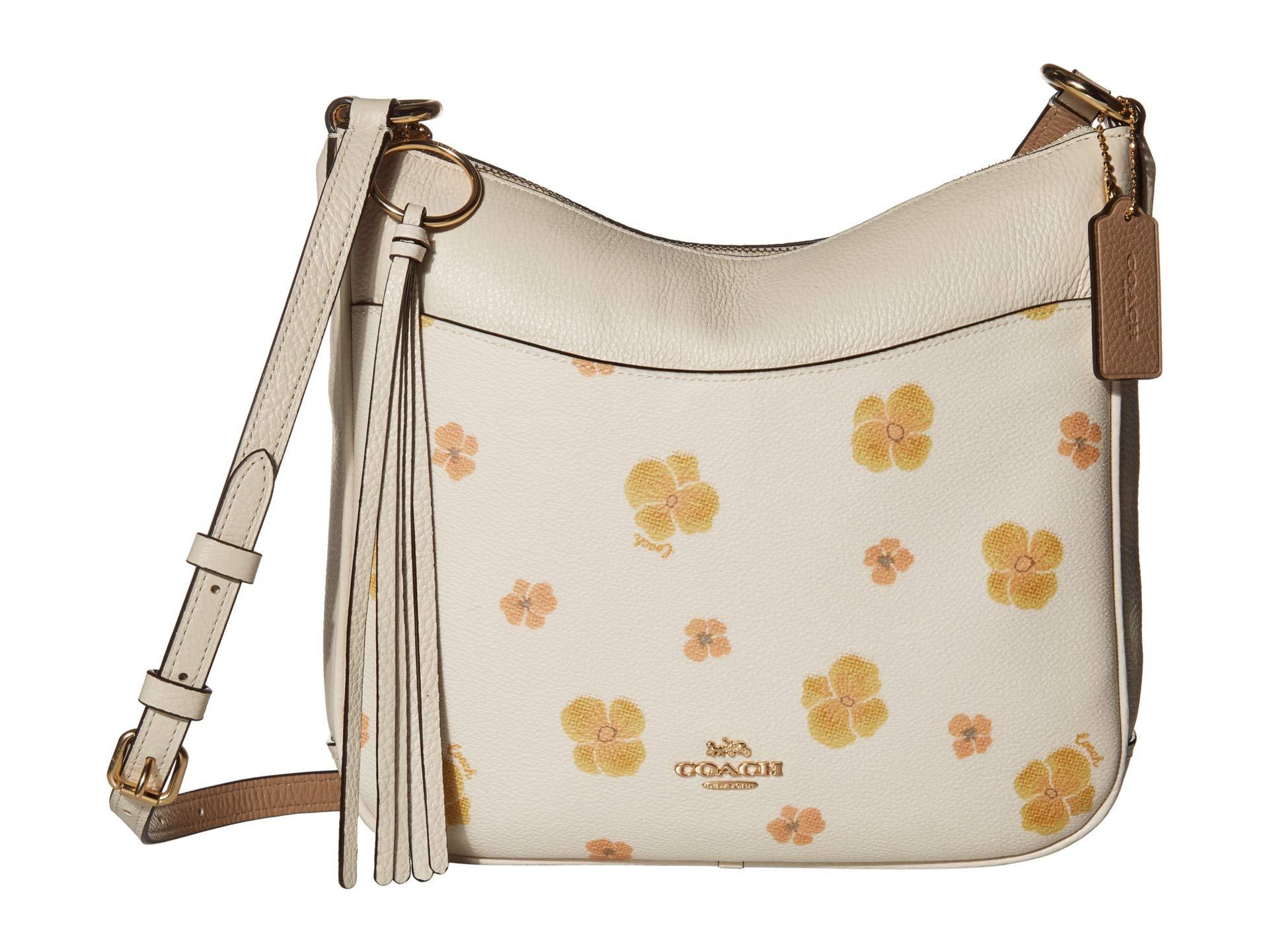 coach chaise pansy print leather crossbody