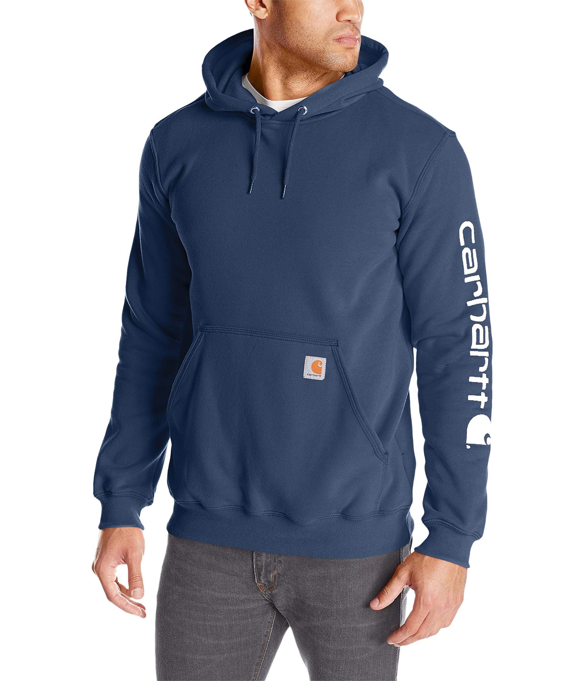 Carhartt Fleece Midweight Signature Sleeve Logo Hooded Sweatshirt in ...