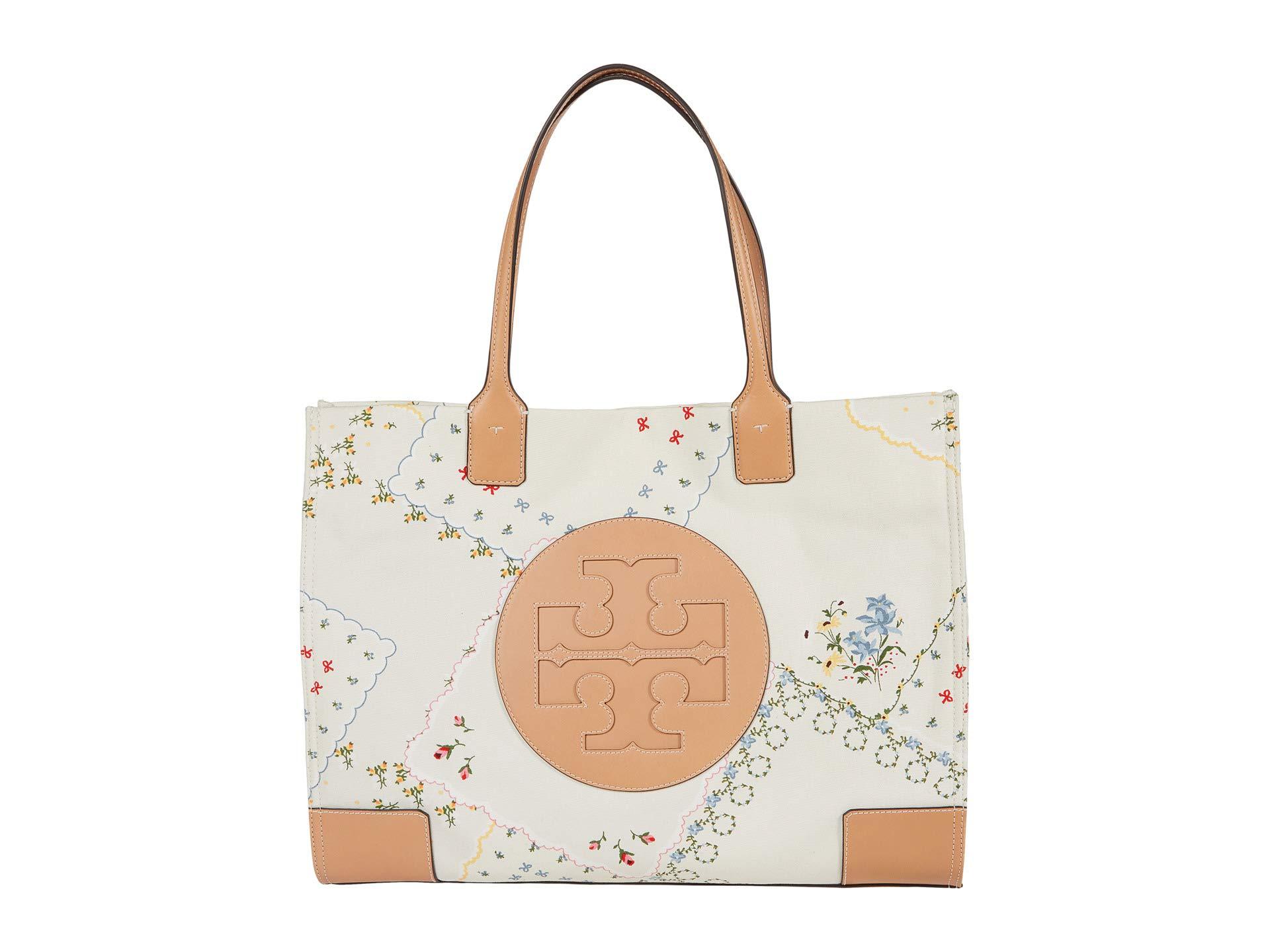 Tory Burch Ella Canvas Floral Tote Bag in White (Natural) - Lyst