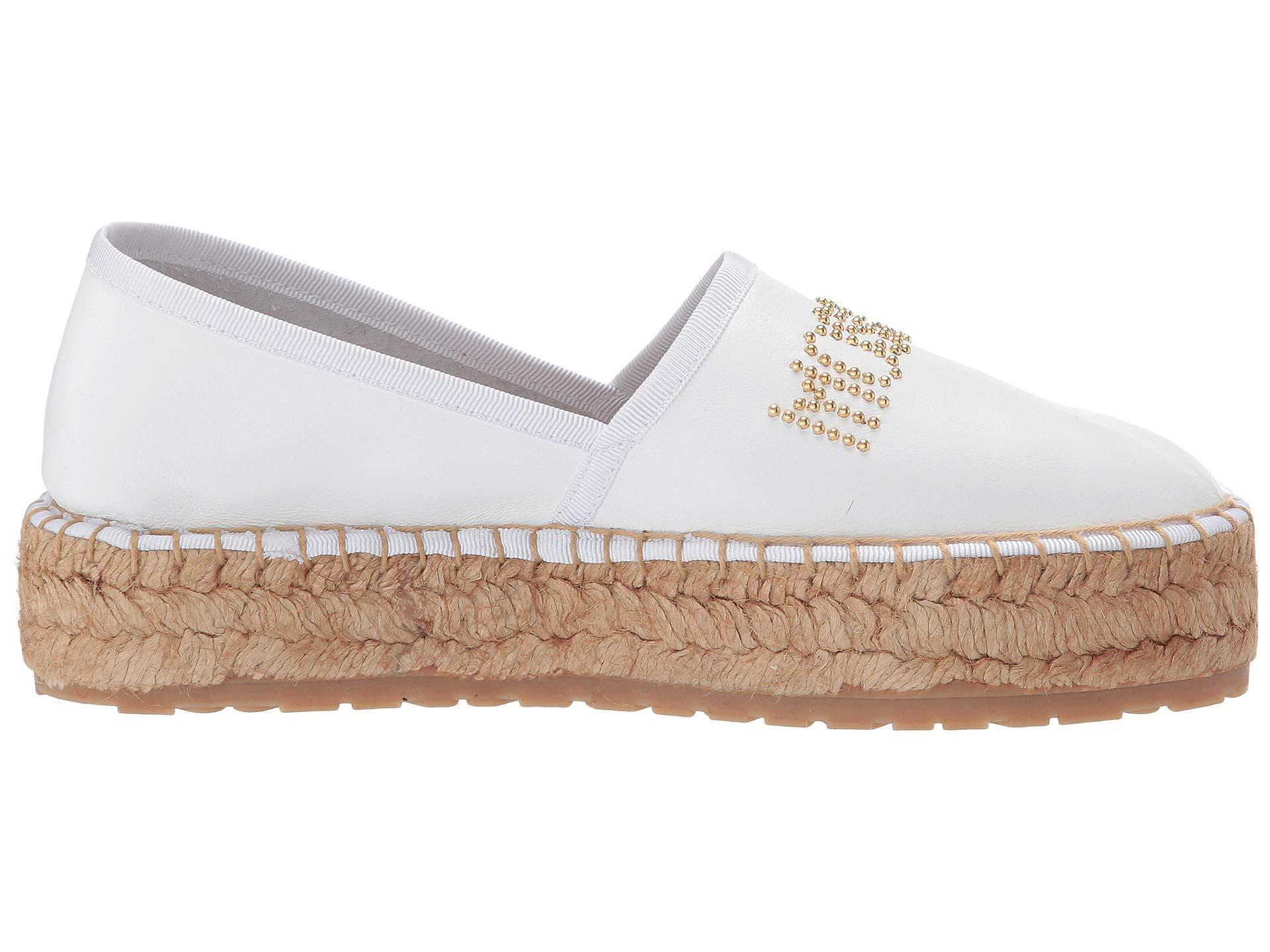 Love Moschino Leather Studded Espadrilles in White Lyst