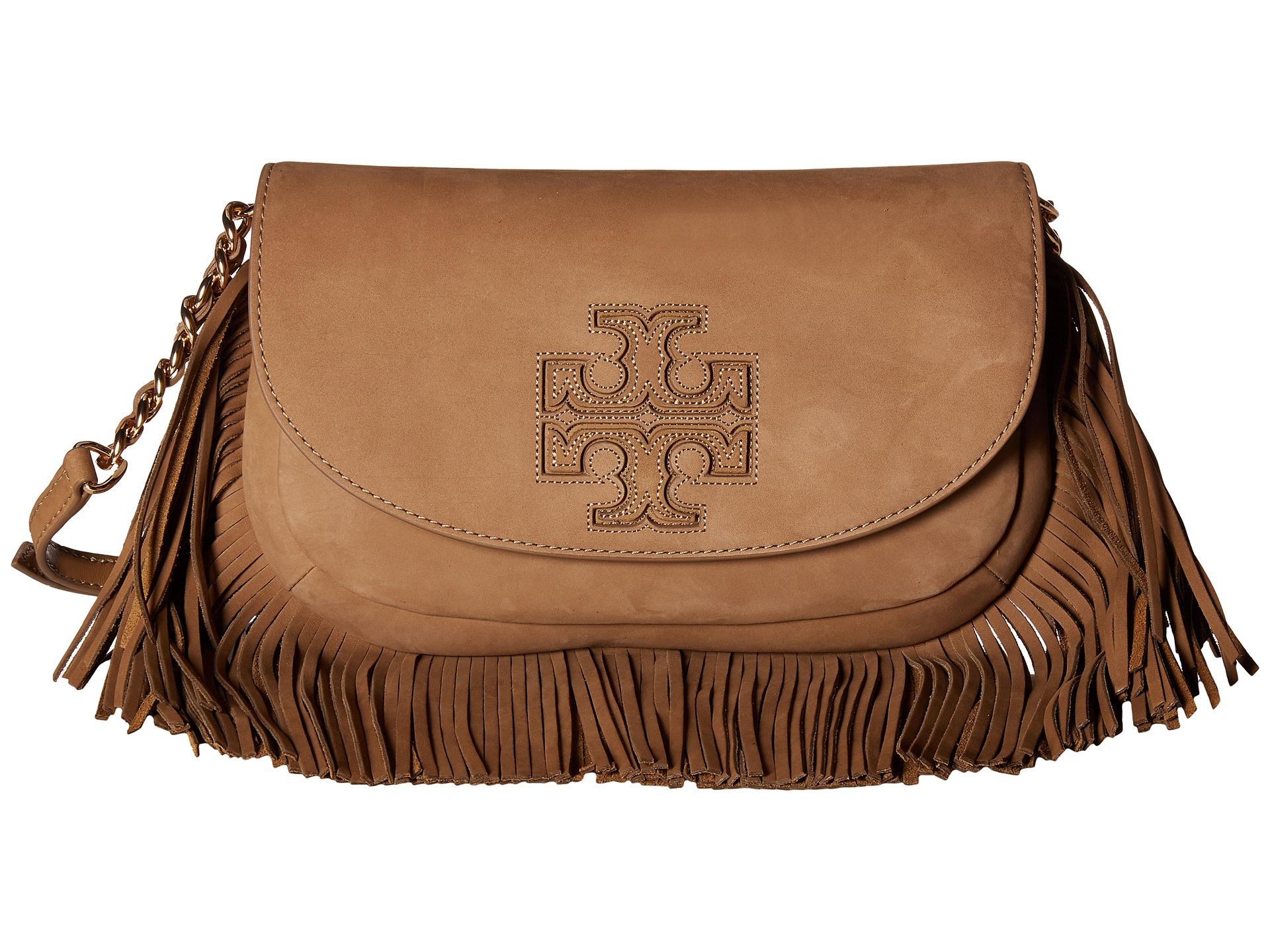 Tory Burch Leather Harper Fringe Mini Crossbody In Brown Lyst