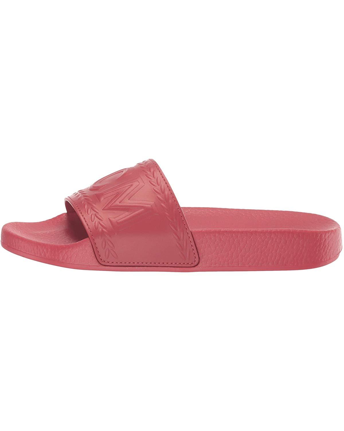 MCM Leather Logo Group Slide in Red - Lyst