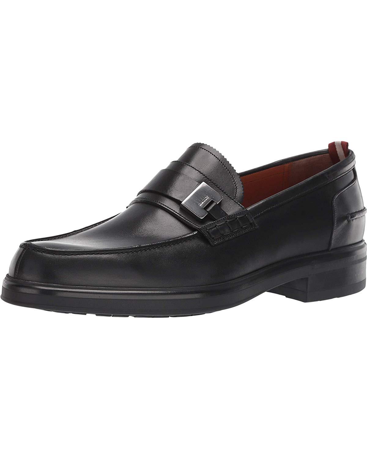 bally moe leather loafers