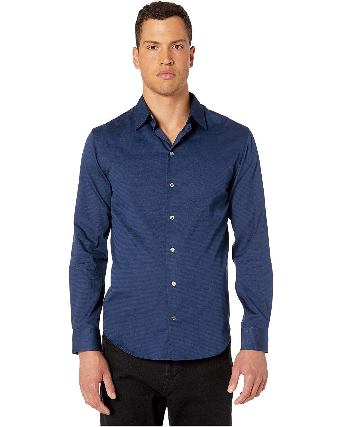 Emporio Armani Cotton Camica Shirt in Navy (Blue) for Men - Lyst