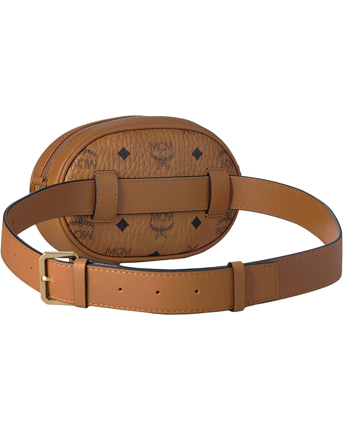 MCM Canvas Essential Visetos Original Belt Bag Small in Cognac (Brown