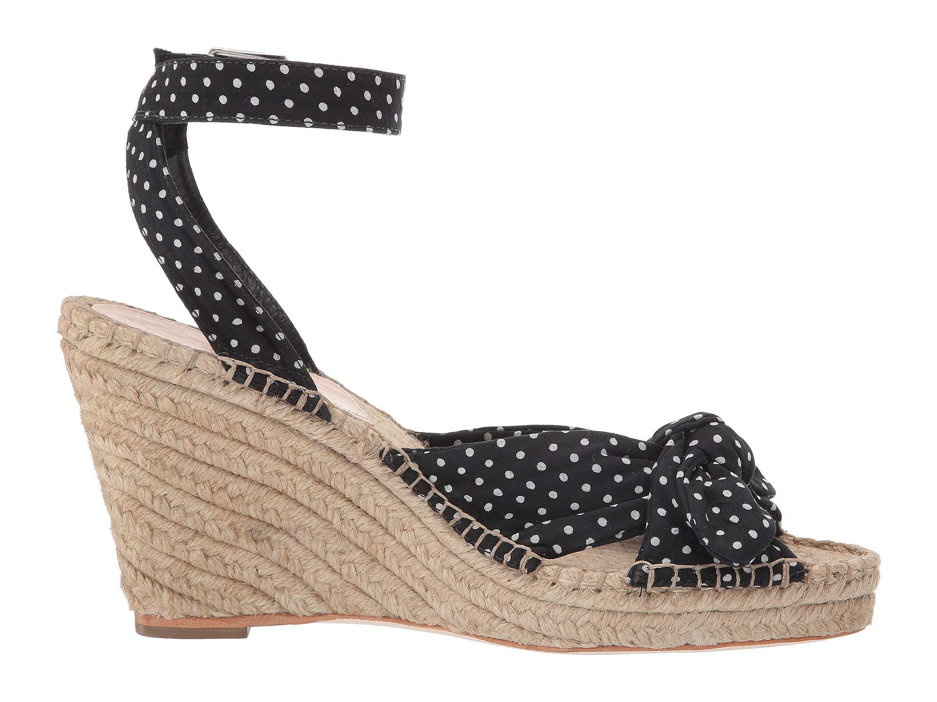 Loeffler Randall Leather Tessa 80mm Dot Bow Wedge Espadrilles in Black,White (Black) - Lyst