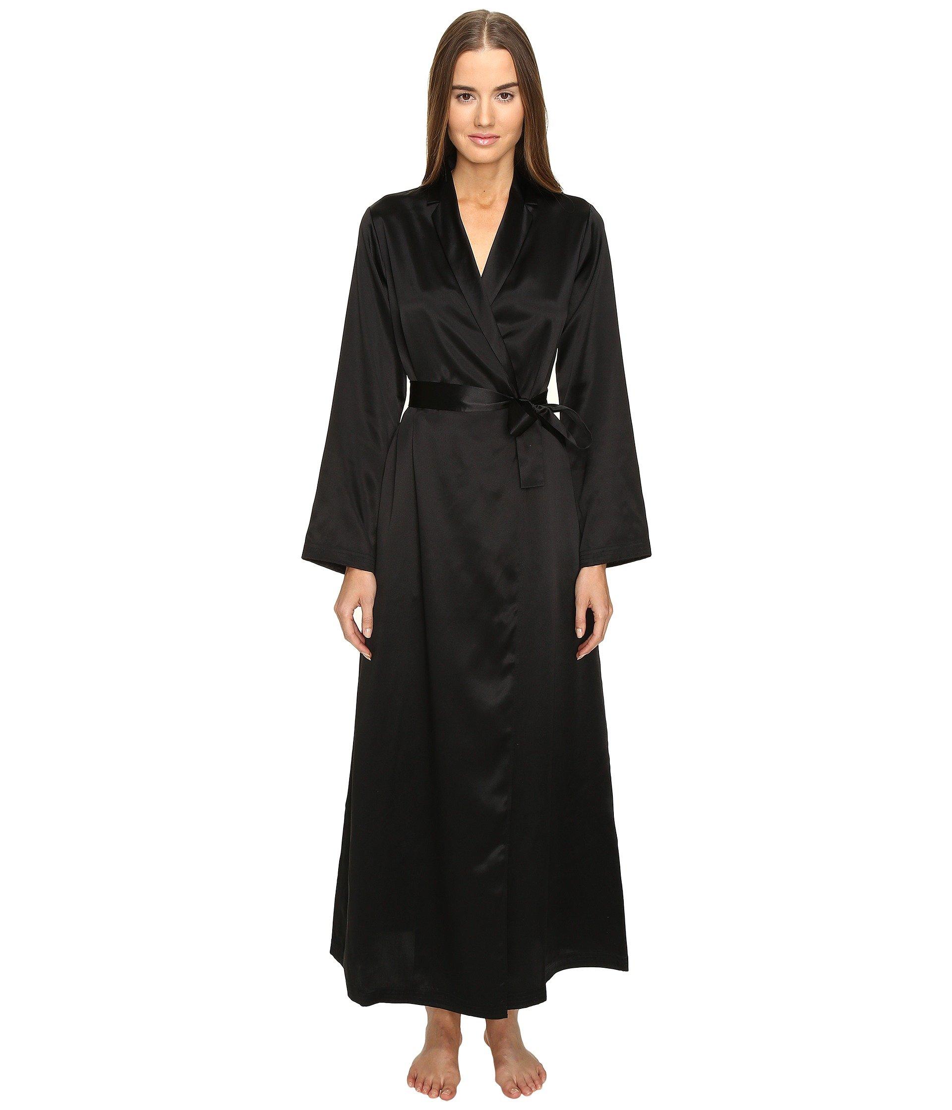 La Perla Silk Long Robe in Black Lyst