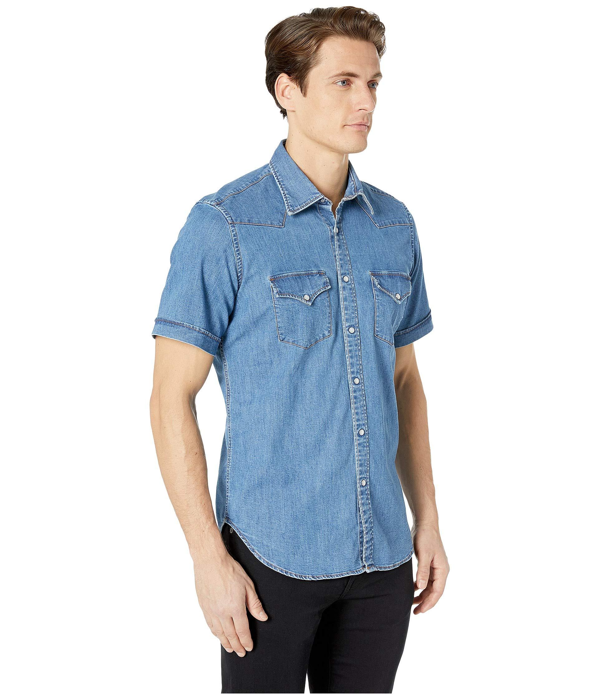 mens short sleeve denim button down
