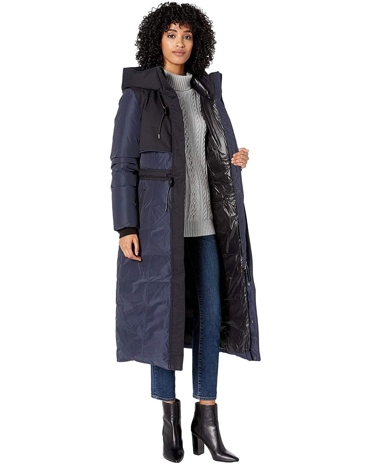Download Mackage Fleece Leanne Maxi Length Down Coat In Navy ...
