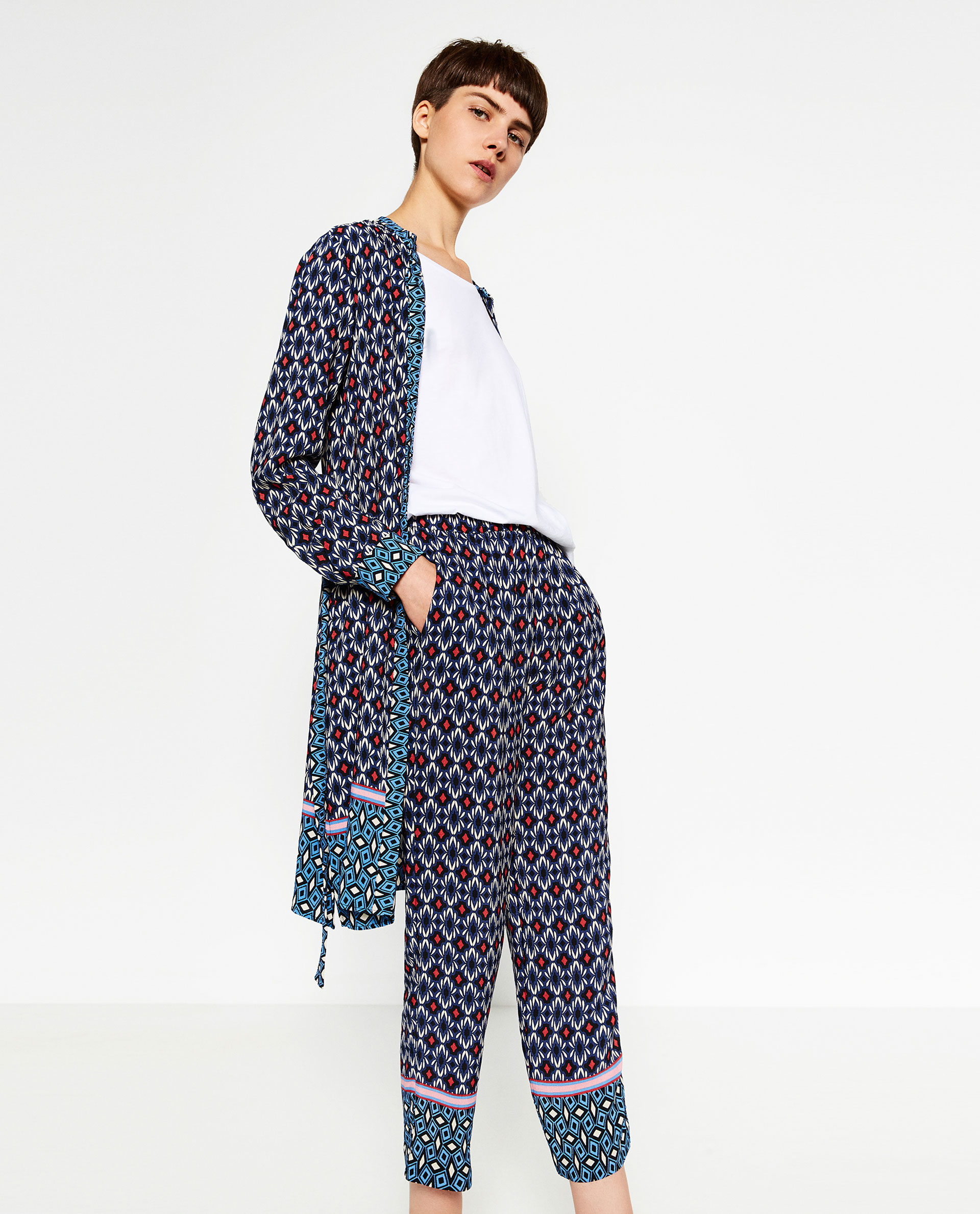 Zara Pajama Trousers in Blue | Lyst