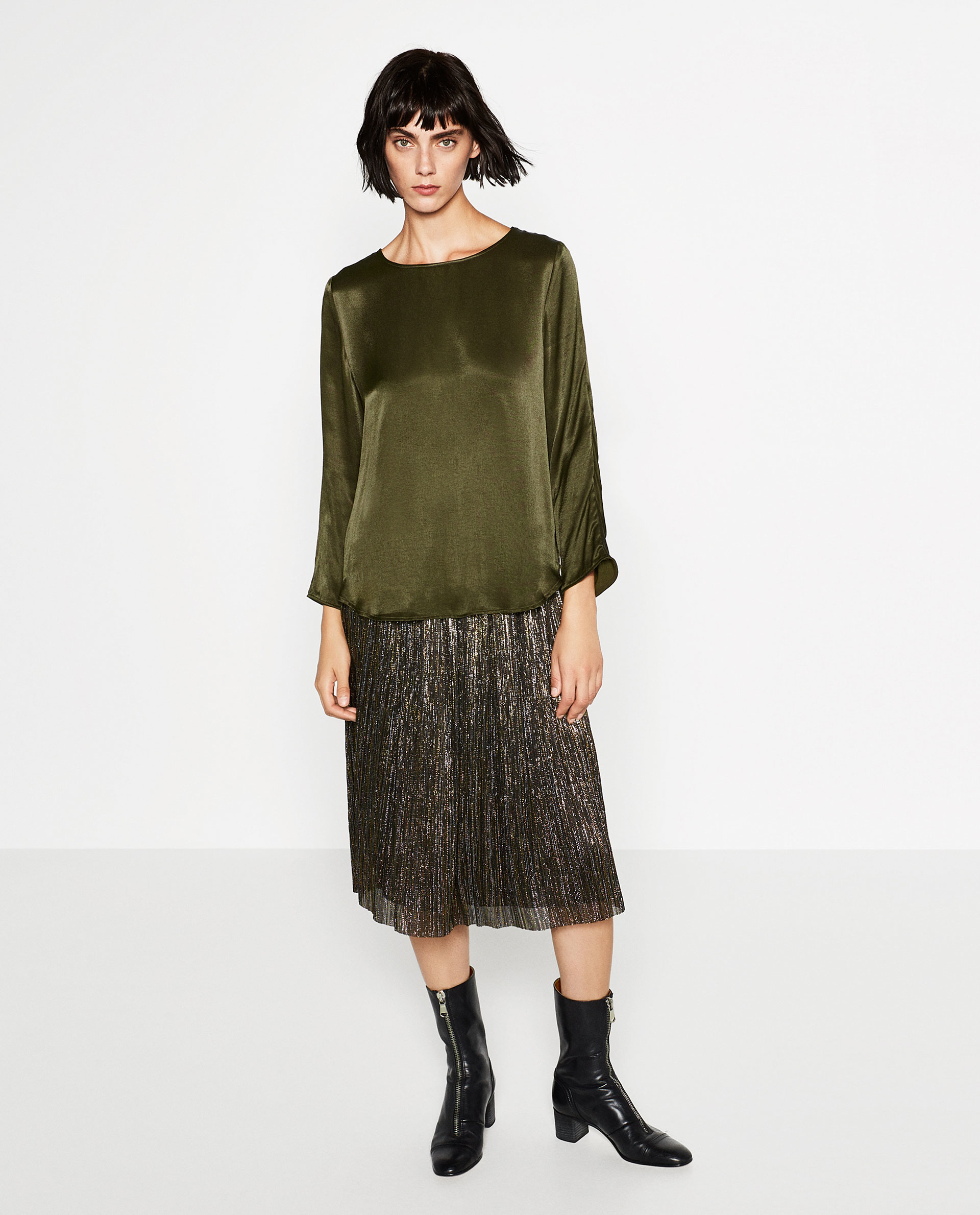 zara glossy blouse lyst zara glossy blouse lyst
