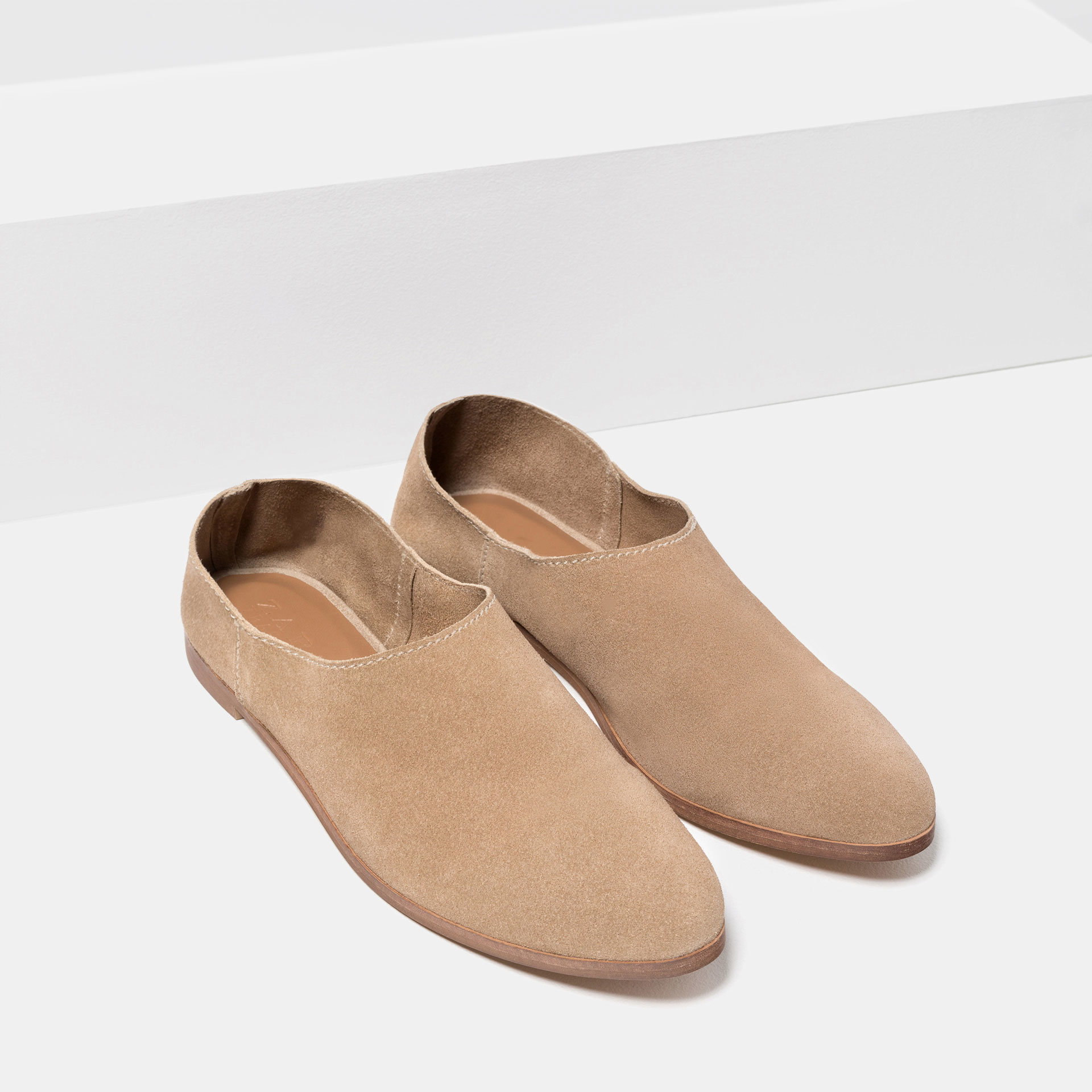 leather flats shoes zara flat leather shoes in brown lyst leather flats shoes zara flat leather shoes in brown lyst