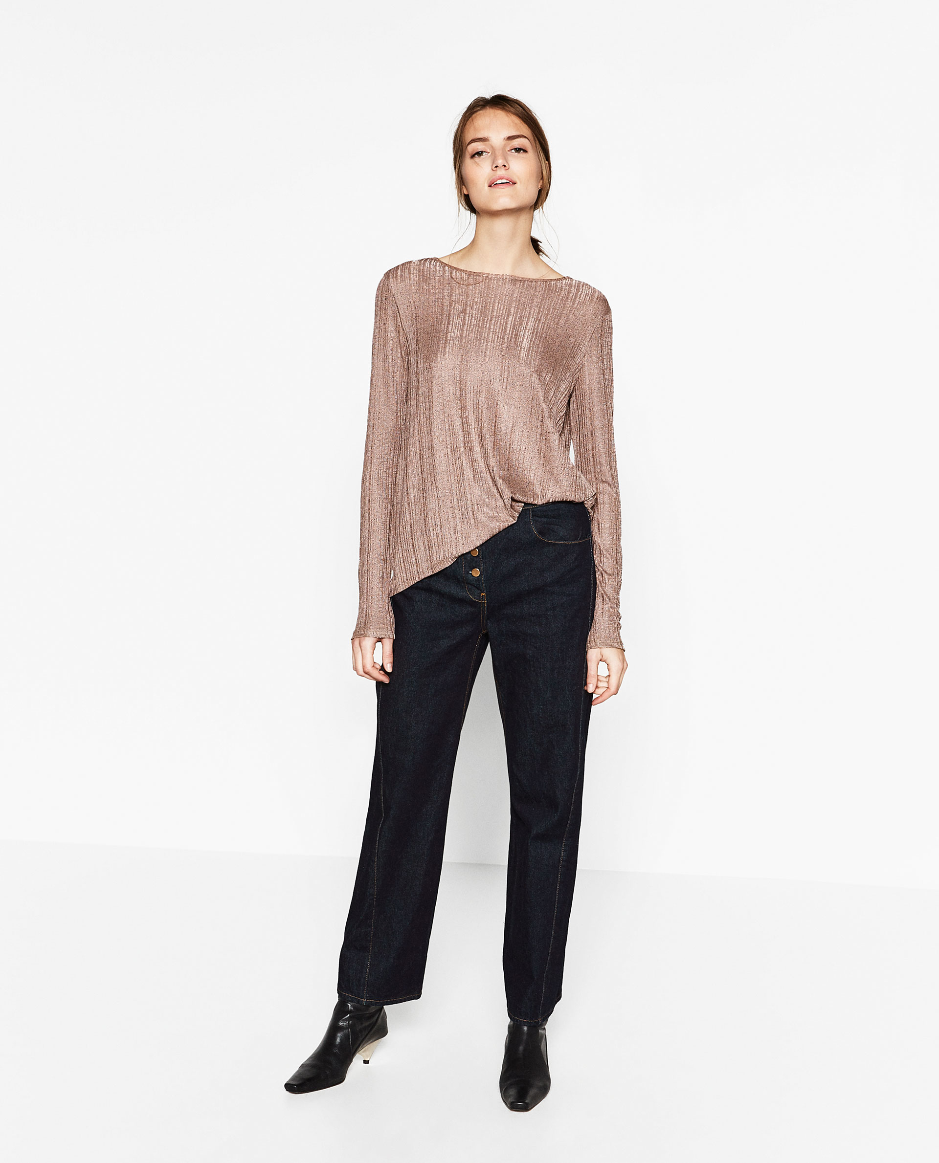 zara sleeve top in gray lyst zara sleeve top in gray lyst