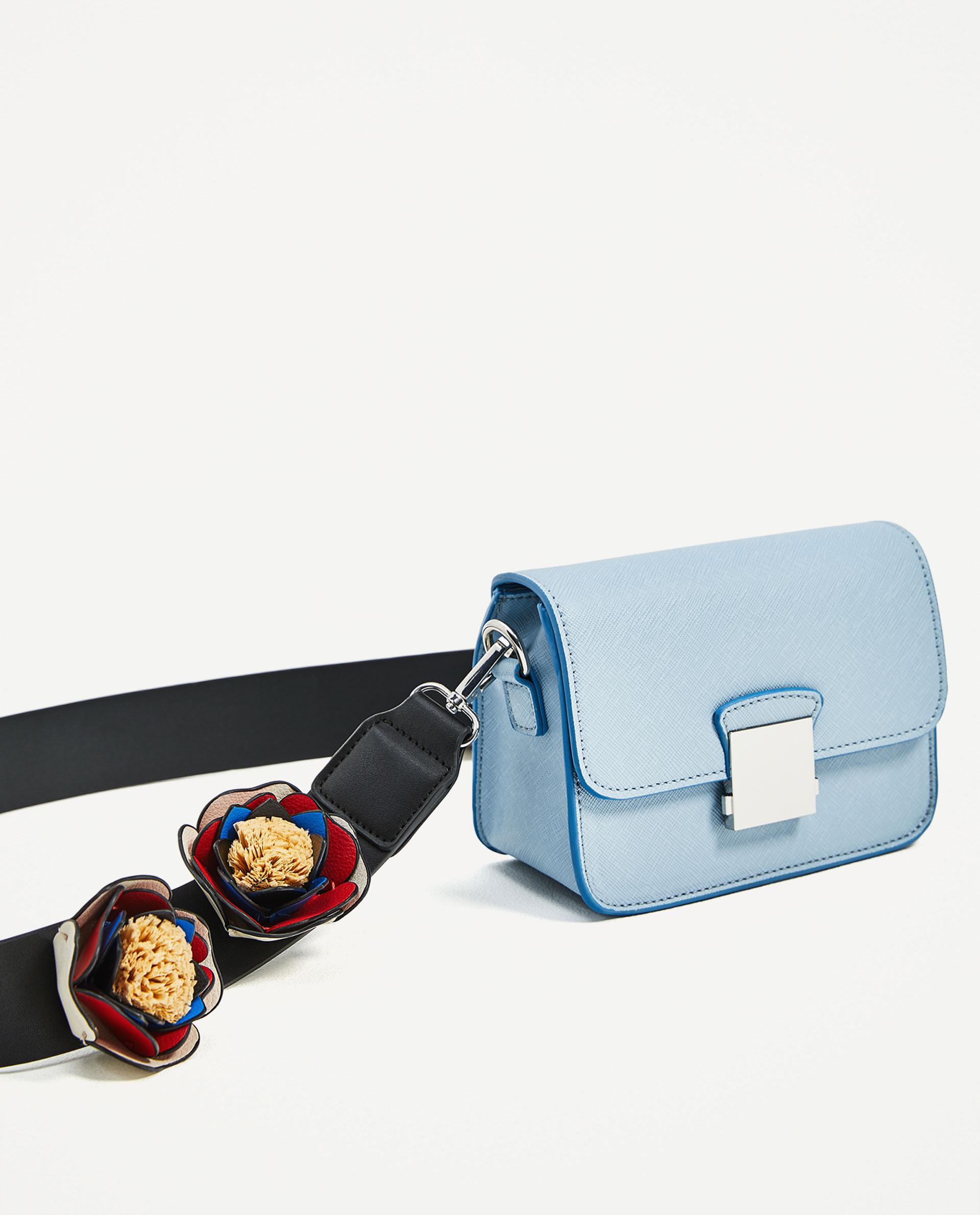 zara crossbody bag with floral in blue lyst zara crossbody bag with floral in blue lyst