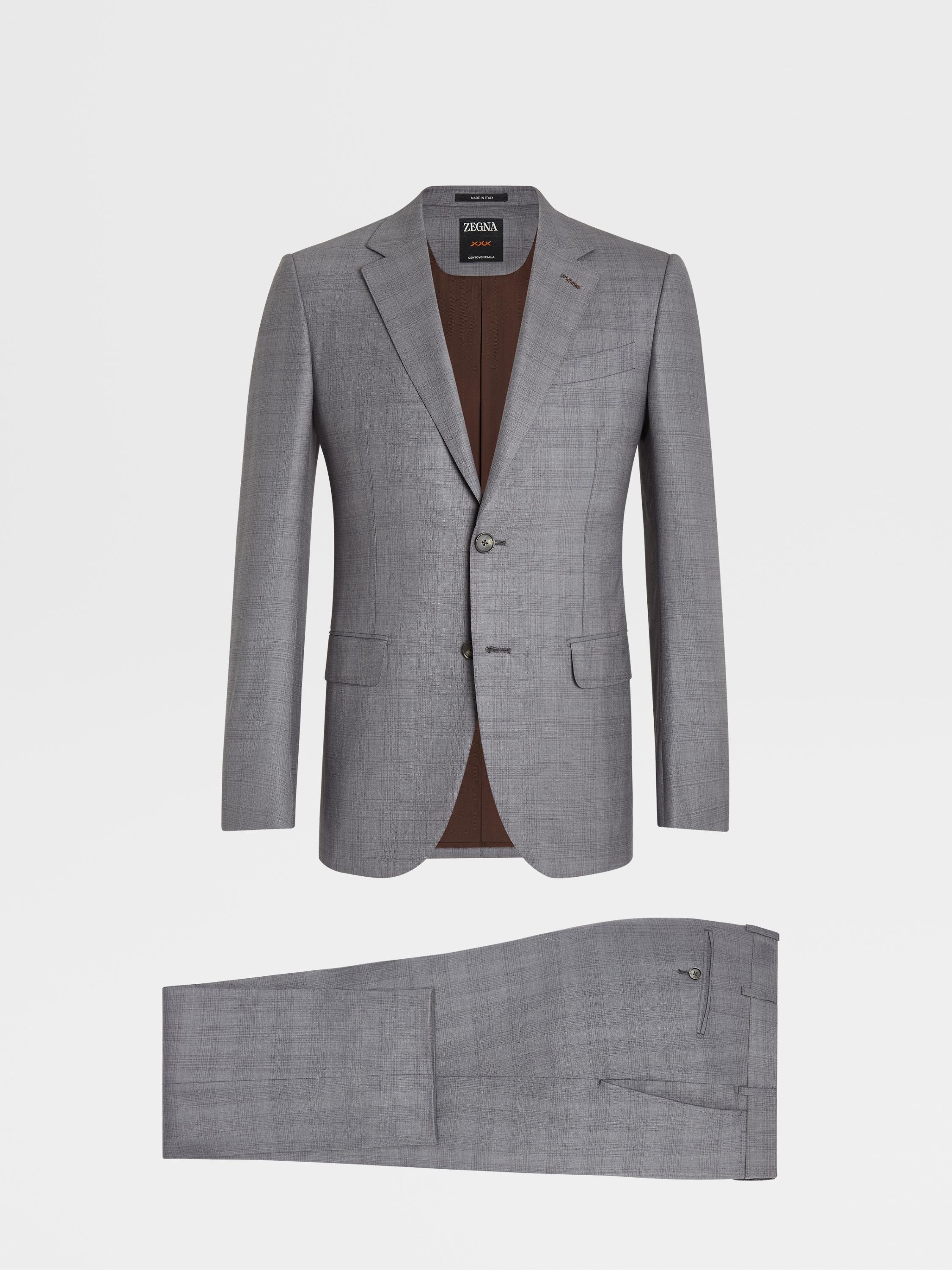 Zegna Prince Of Wales Centoventimila Wool Suit in Gray for Men | Lyst