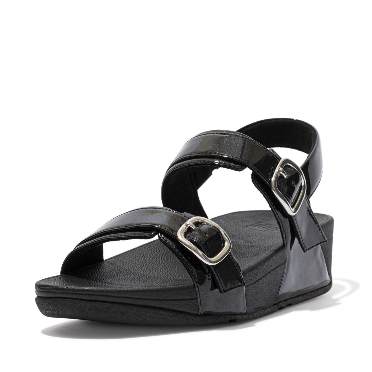 Fitflop Denim Lulu Adjustable Sandalen Zwart in het Zwart - Lyst
