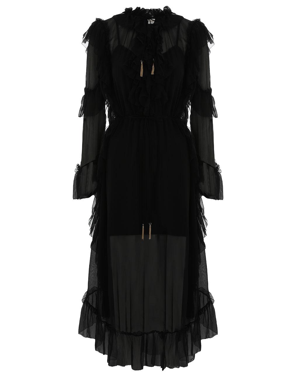zimmermann black ruffle dress