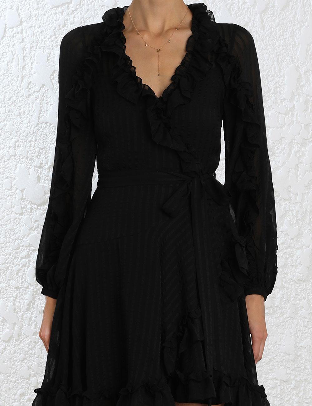 cascade wrap dress