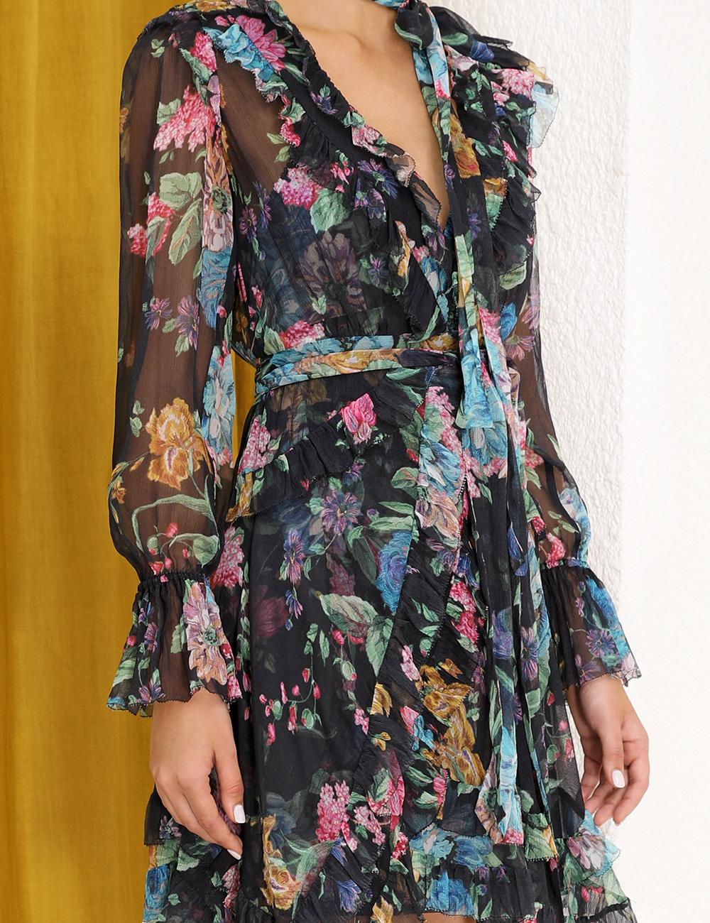 zimmermann ninety six frill wrap dress