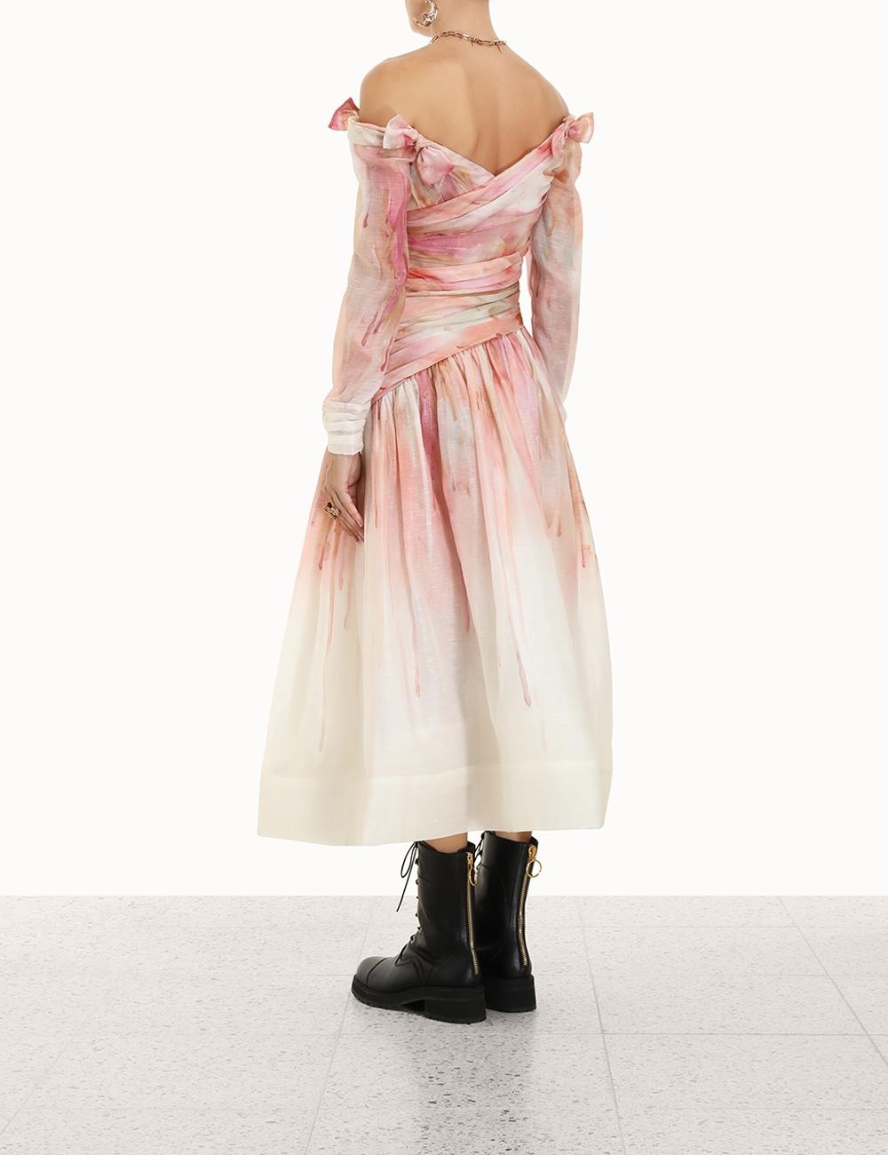 Zimmermann Dancer Asymmetric Midi Dress in Pink | Lyst