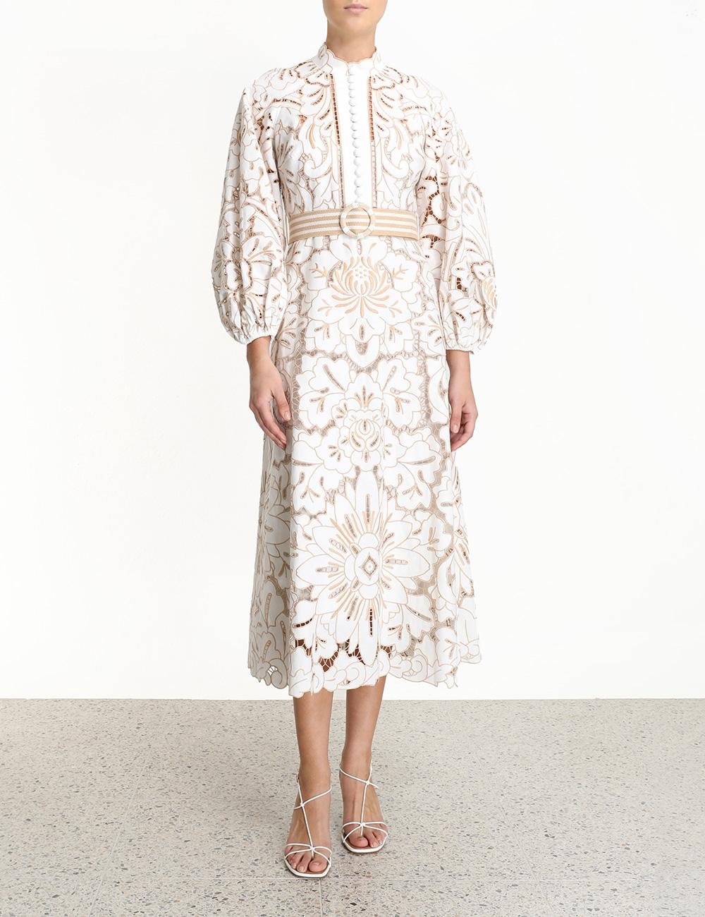 Zimmermann Linen Edie Embroidery Long Dress in White Lyst