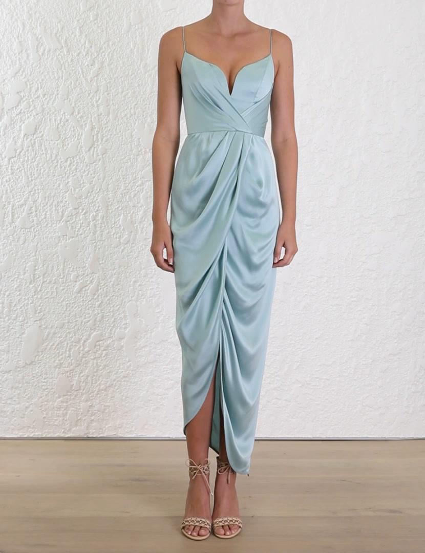 zimmermann sueded silk plunge long dress