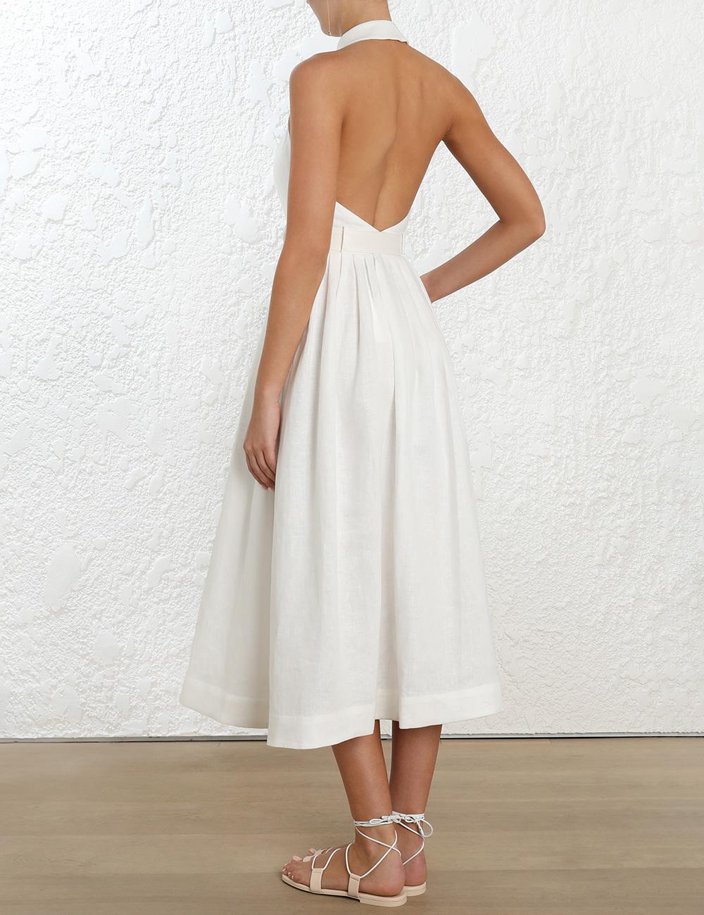 zimmermann primrose linen halter dress