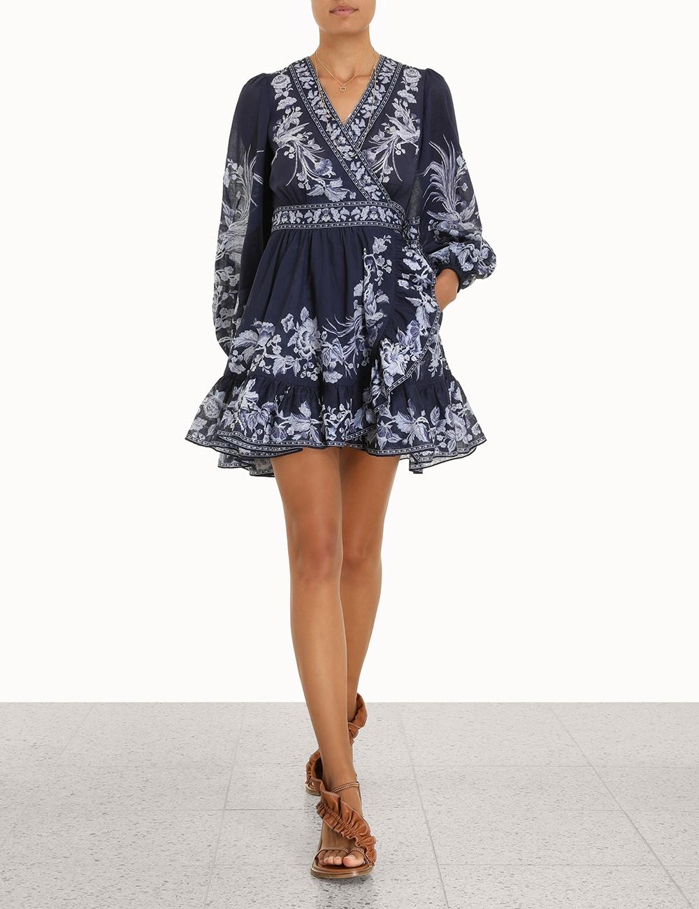 Zimmermann Aliane Frill Wrap Mini Dress 