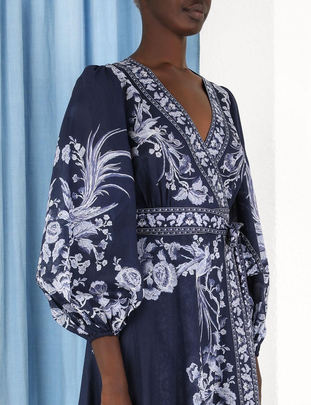 Zimmermann Linen Aliane Wrap Long Dress 