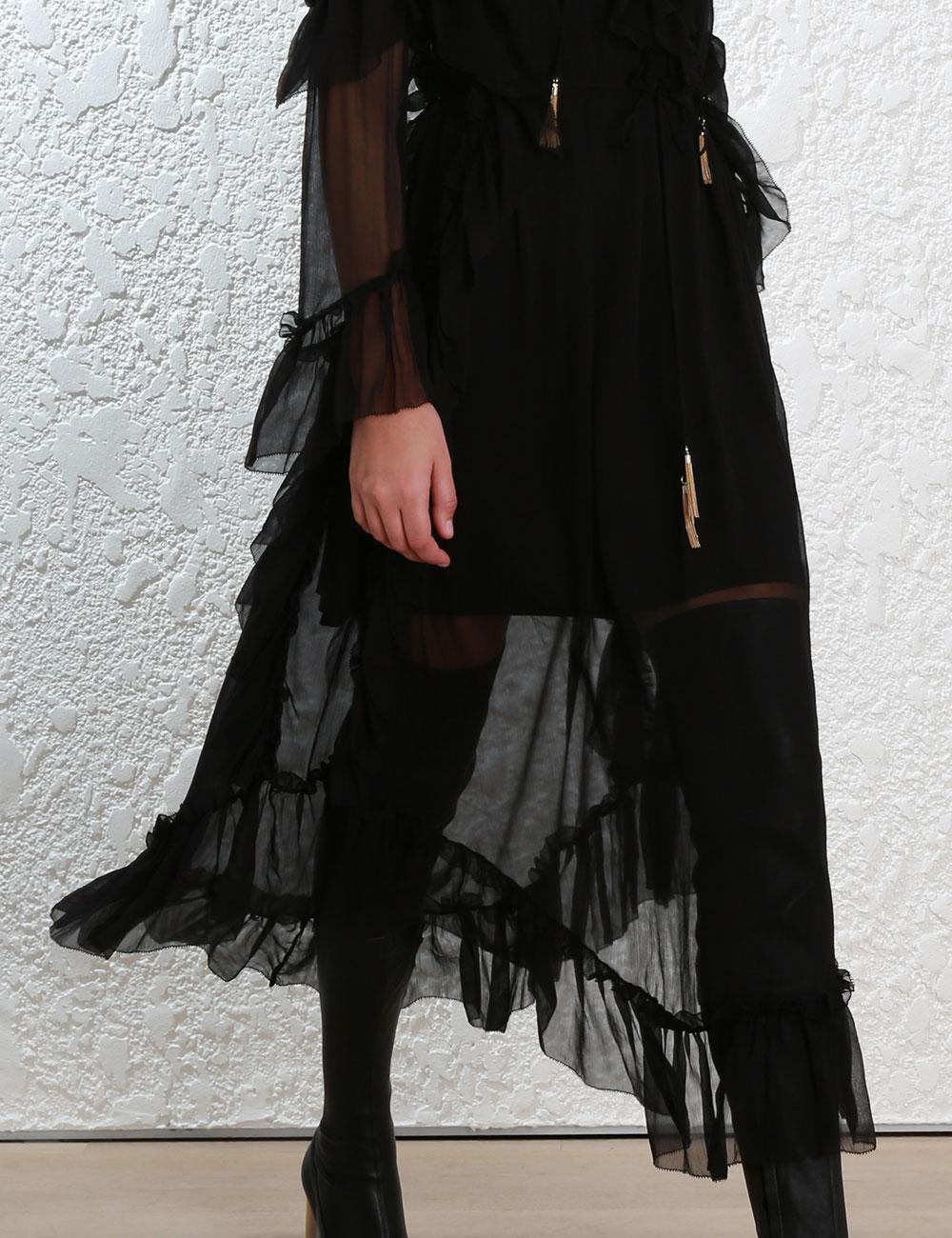 zimmermann black ruffle dress