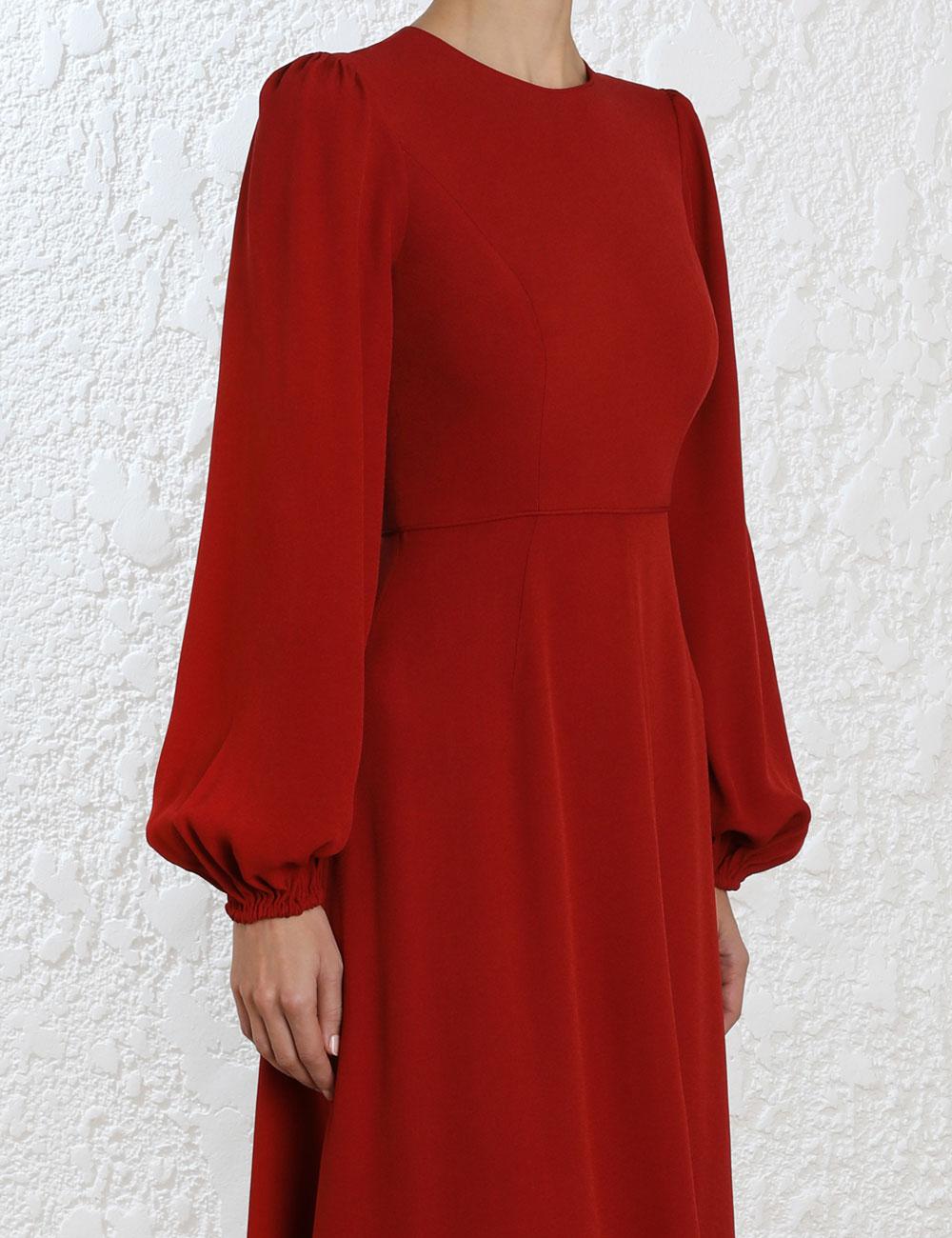 zimmermann blouson sleeve midi dress