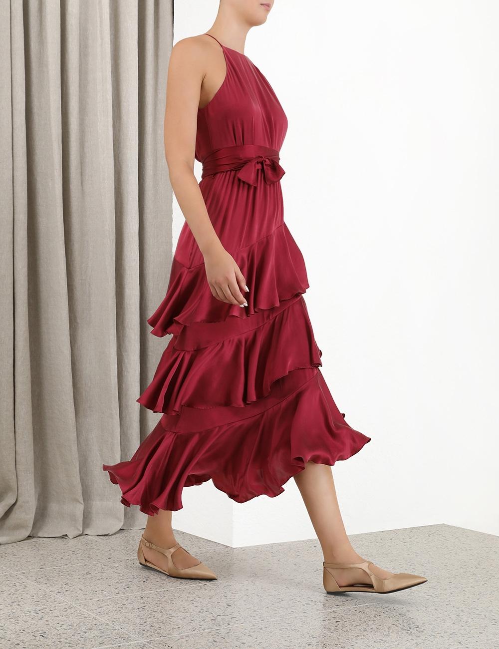 zimmermann tiered silk midi dress