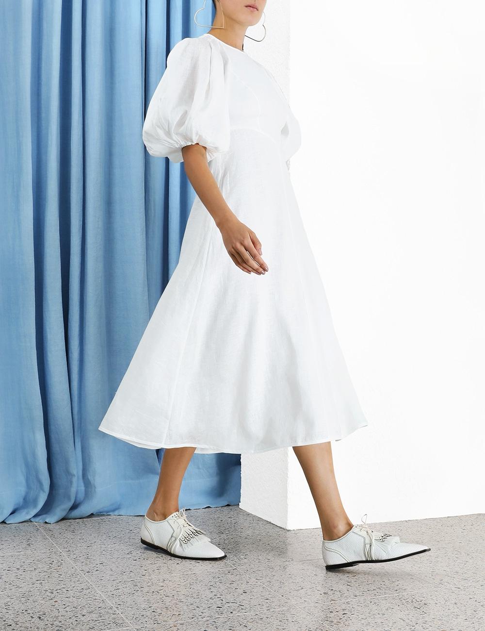Zimmermann Linen Day Midi Dress in White Lyst