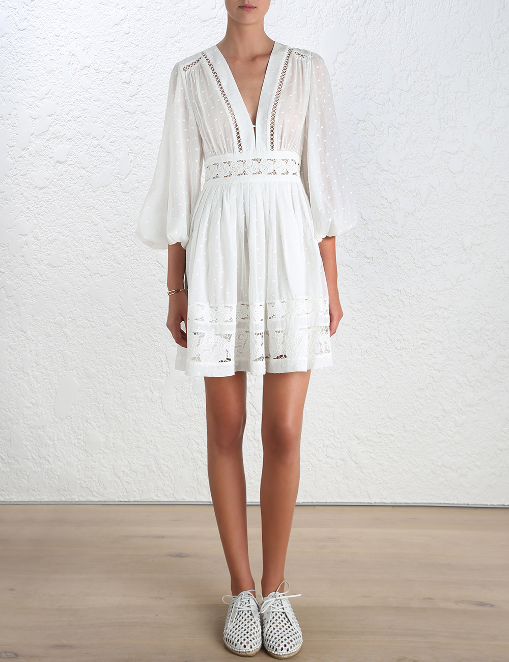Zimmermann Cotton Realm Embroidered Panel Dress in White Lyst