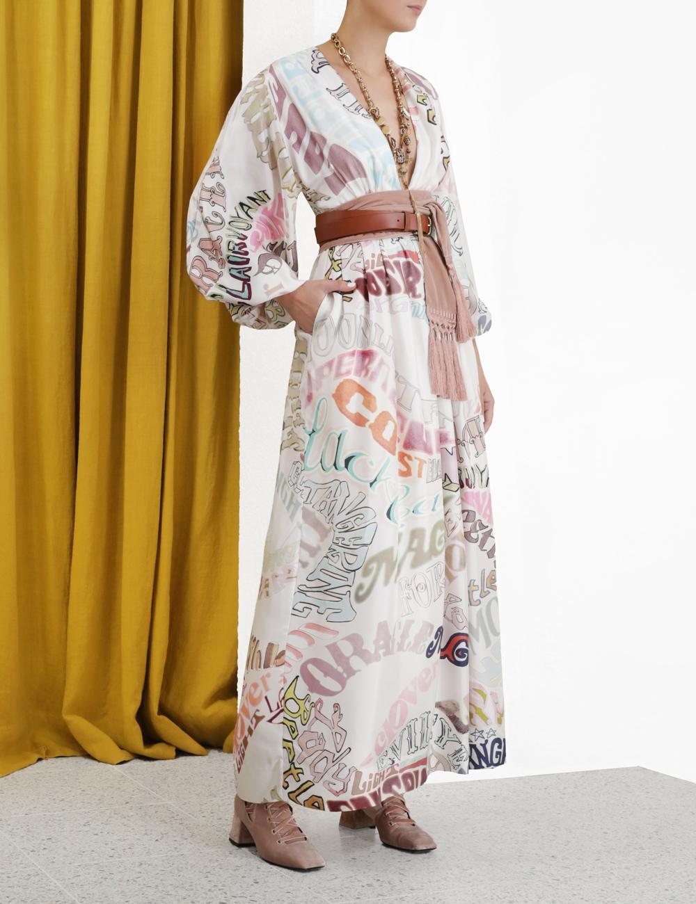 Zimmermann Silk Ladybeetle Word Midi Dress | Lyst
