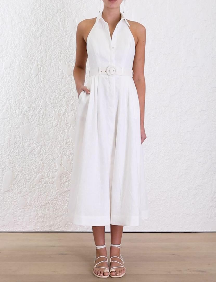 zimmermann primrose linen halter dress
