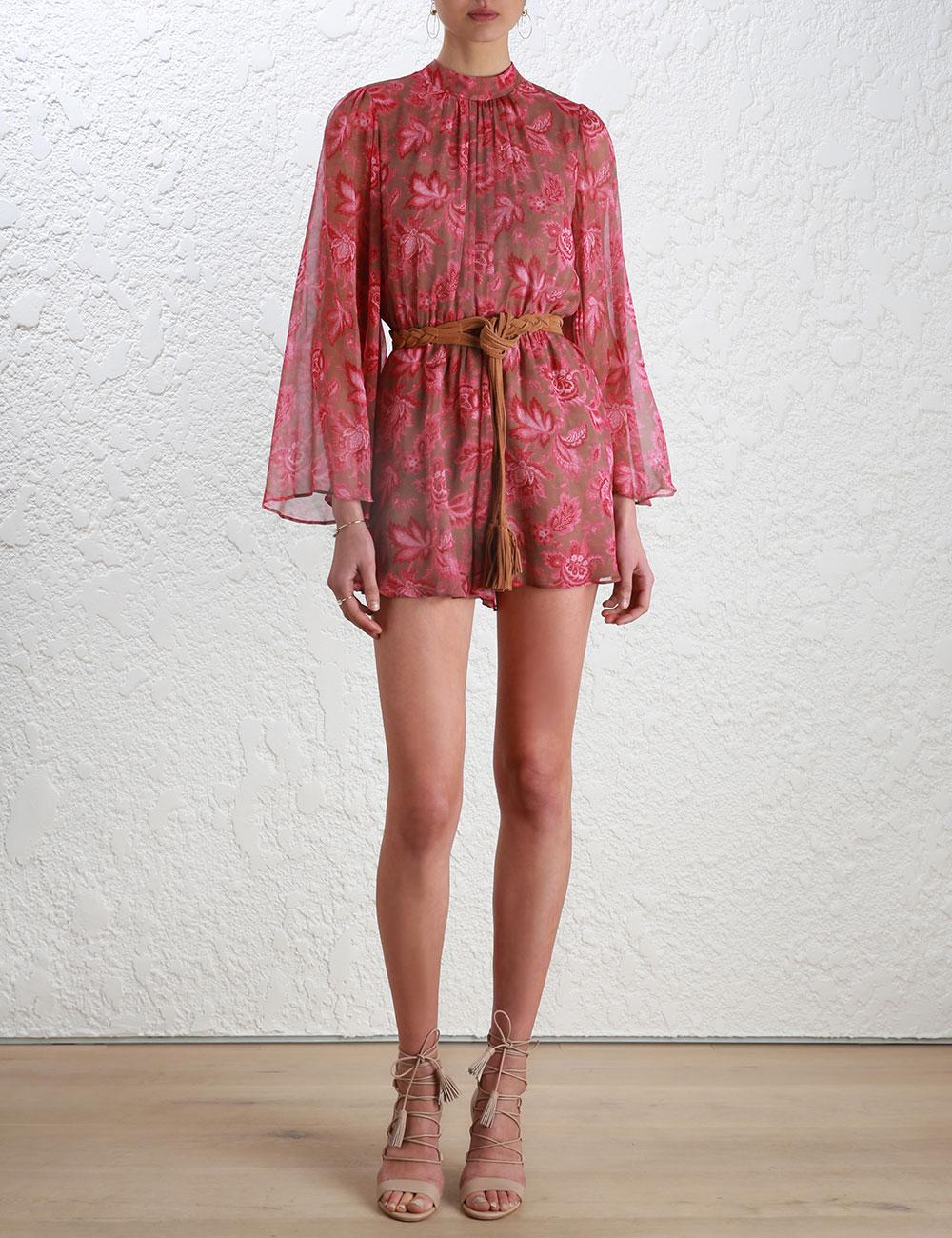 zimmermann lavish flare sleeve playsuit