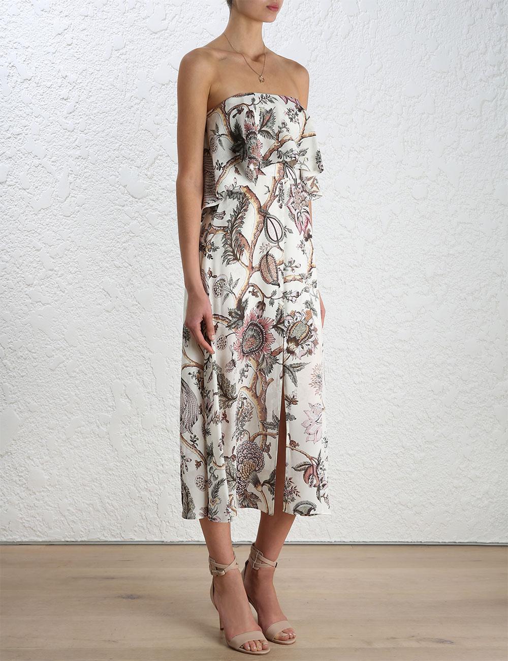 zimmermann strapless flounce dress