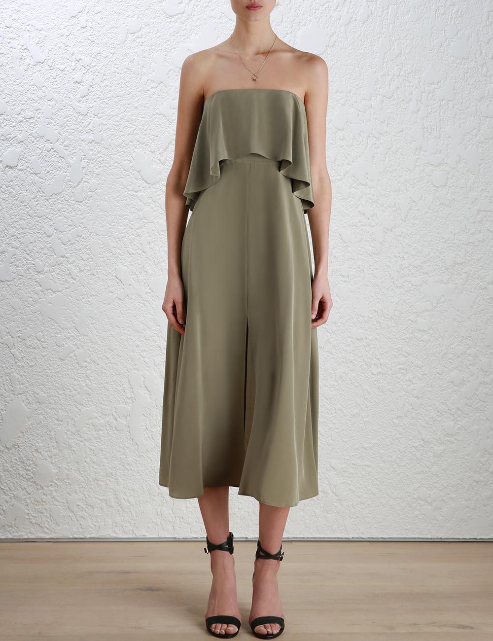 zimmermann strapless flounce dress