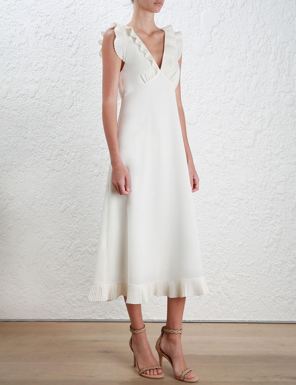 zimmermann pleated long sleeve midi