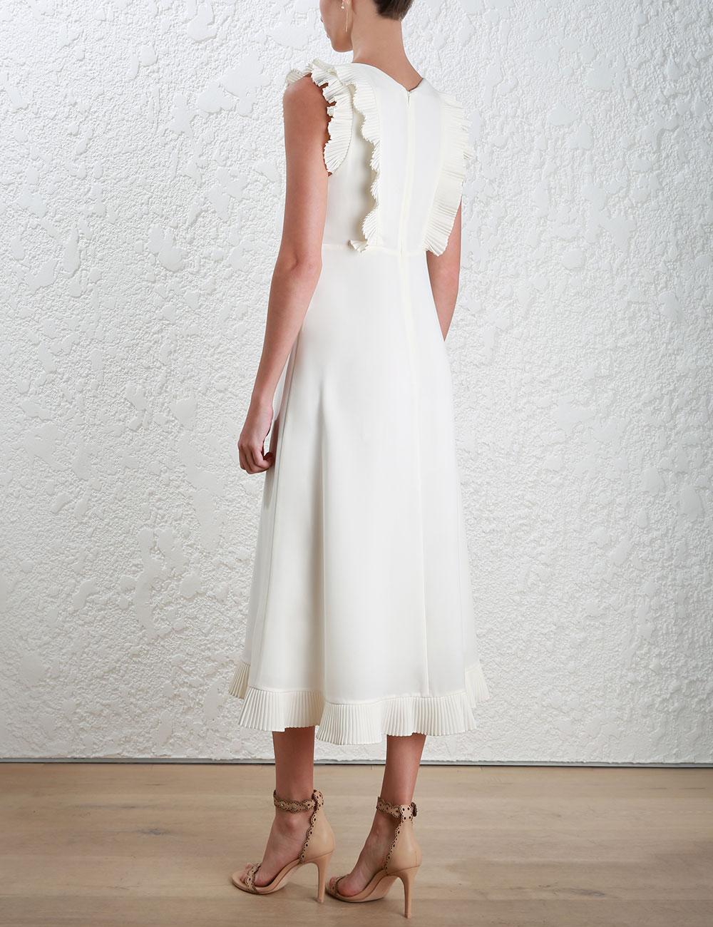zimmermann pleated long sleeve midi