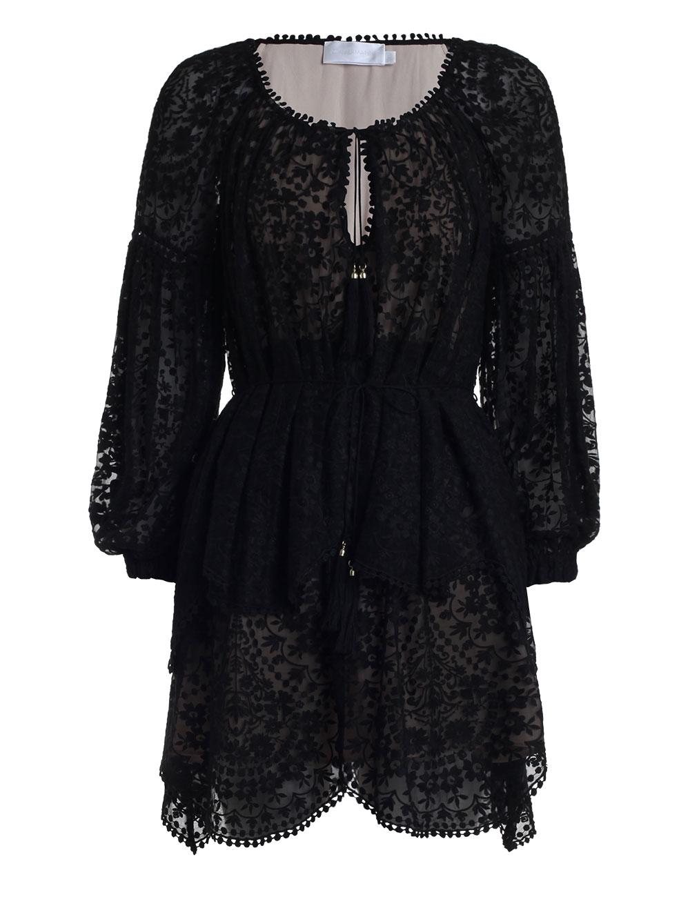 Zimmermann Silk Gossamer Scallop Short Dress in Black - Lyst