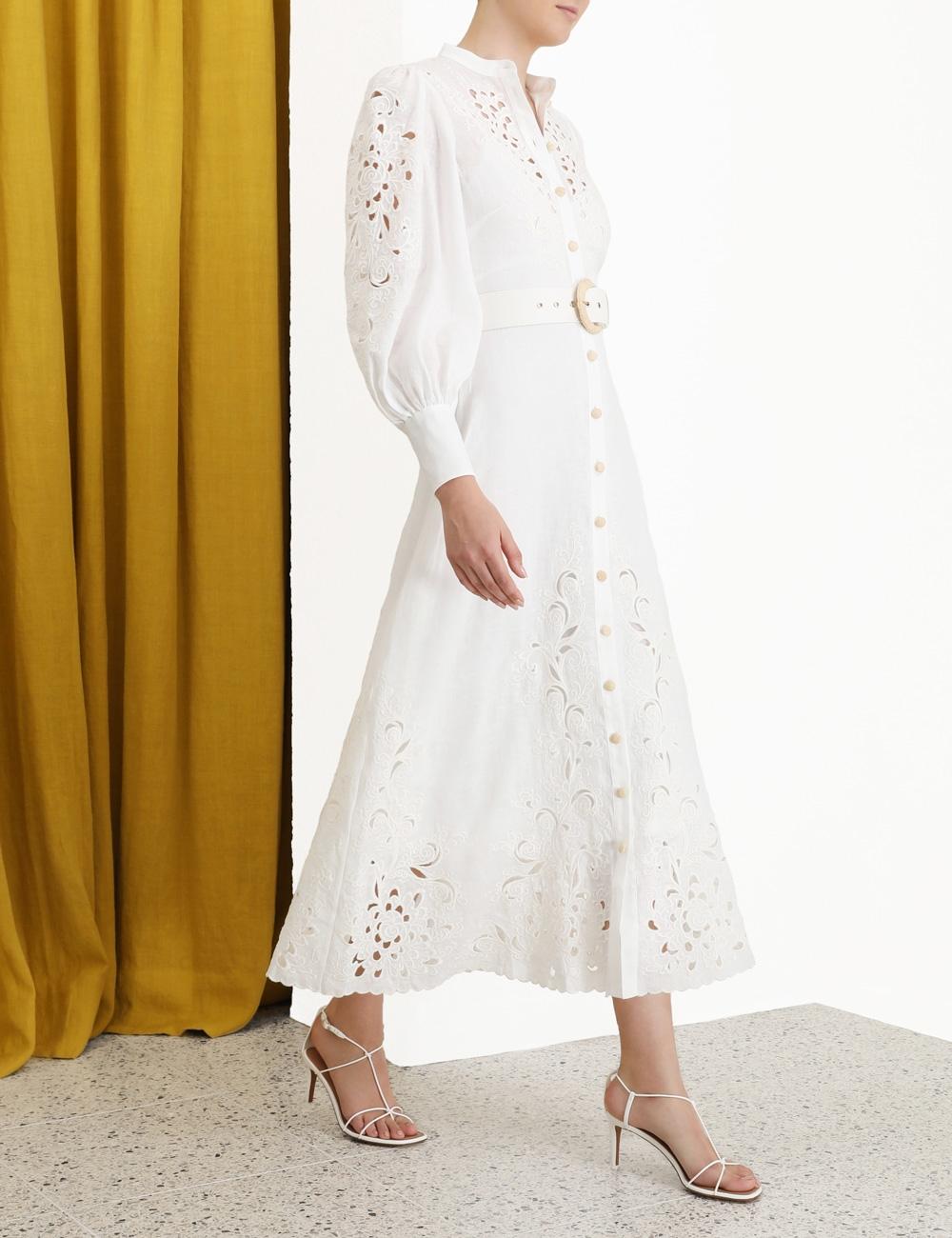 Zimmermann Peggy Embroidery Dress in White | Lyst