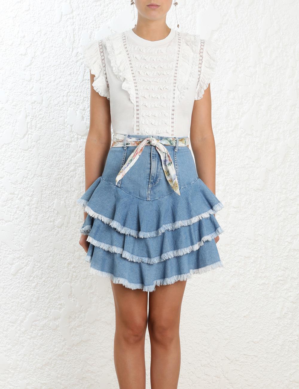 zimmermann white ruffle skirt