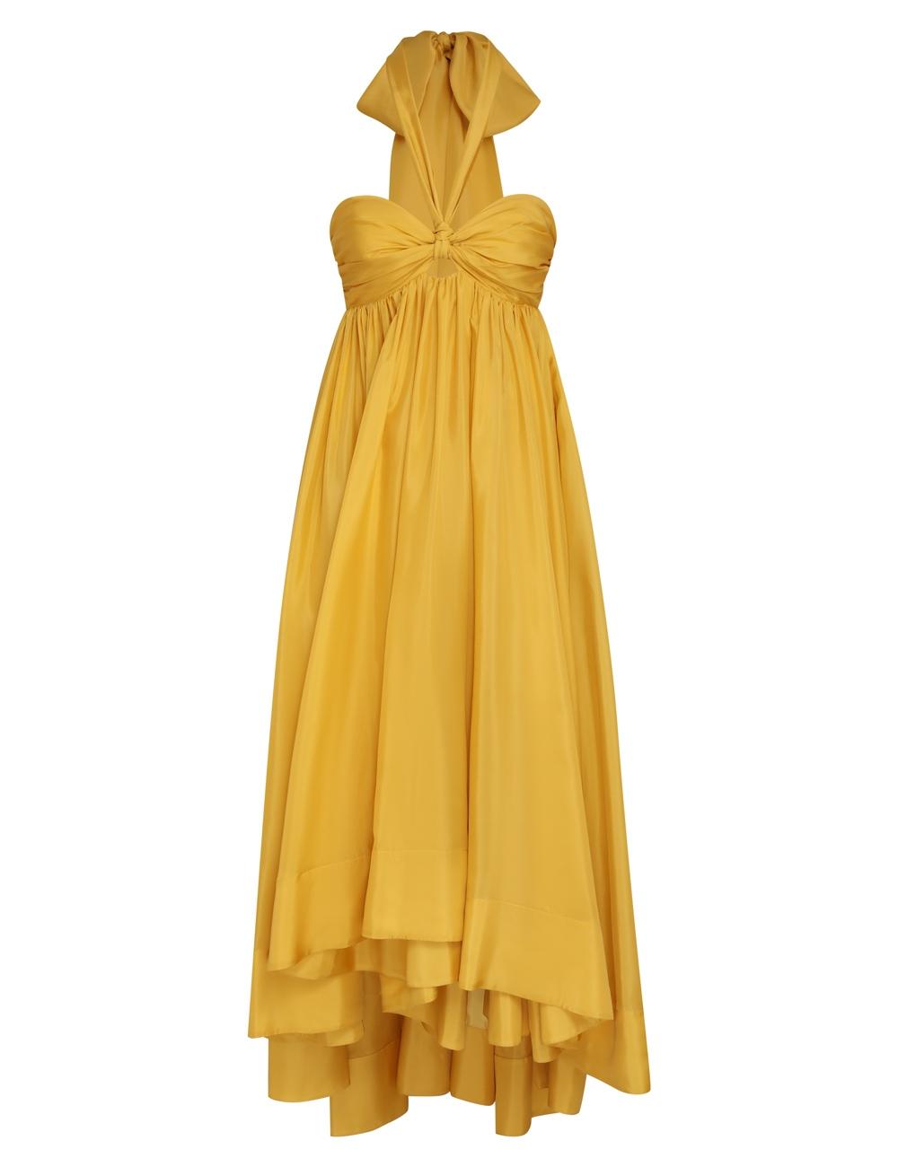 Zimmermann Devi Halter Maxi Dress in Yellow | Lyst