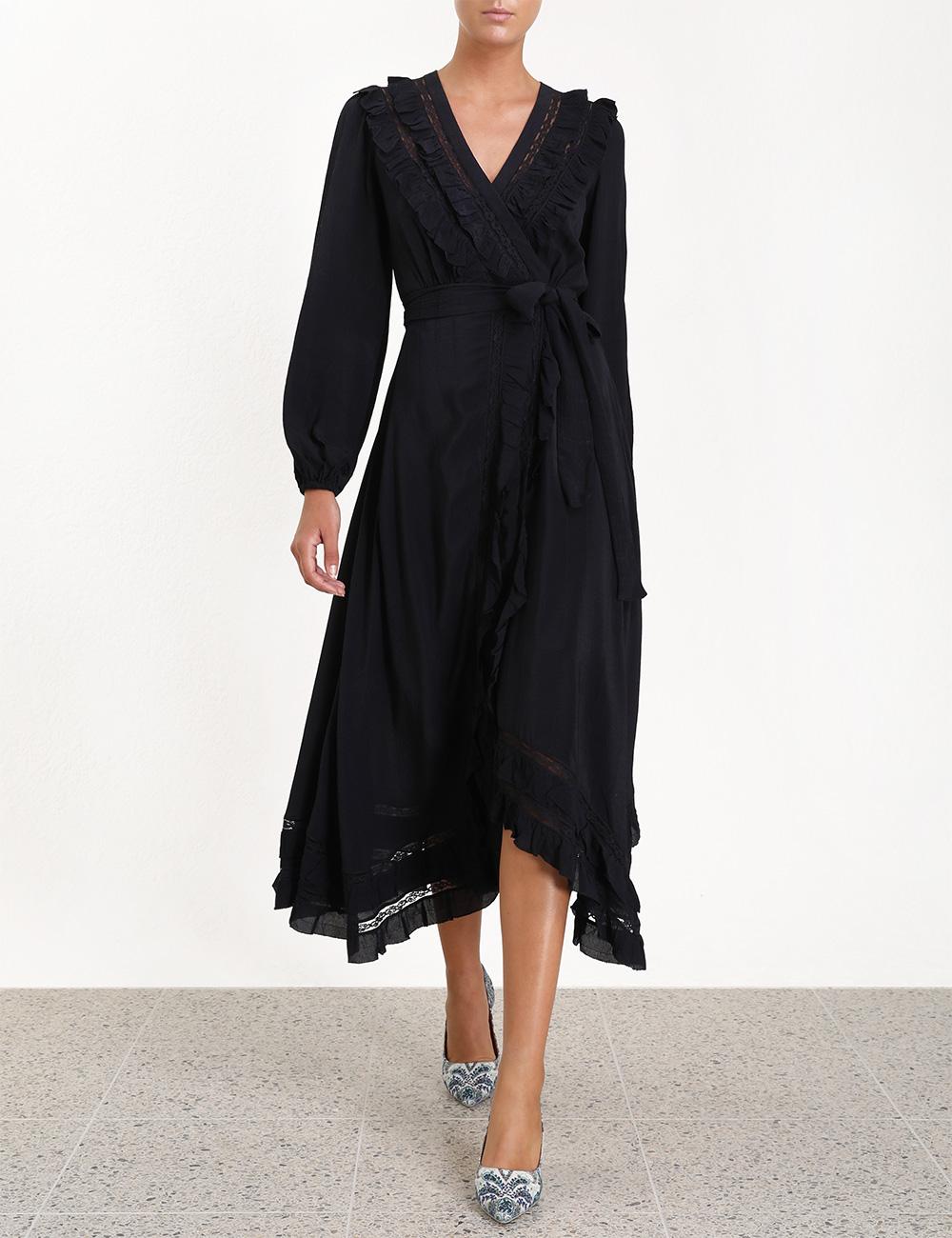 moncur frill wrap dress